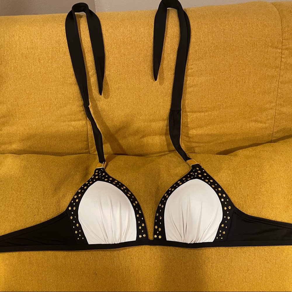Black White & Gold accented push up VS bikini top